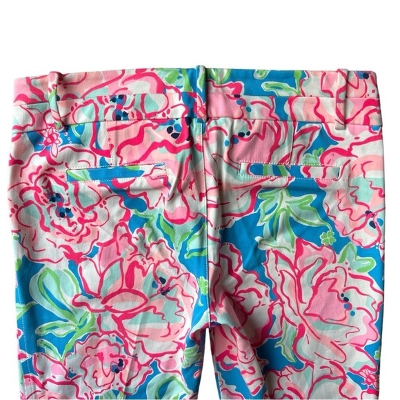 Lilly Pulitzer Women’s Flutter Blue Lucky Charm Floral Preppy Ankle Pants, Sz 6 - Picture 4 of 11